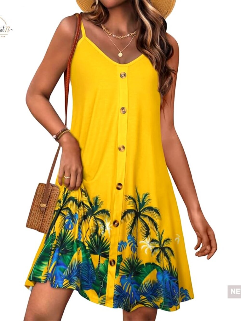 Spaghetti Strap Sundress with Pockets, Cotton Casual Beach Cover Up